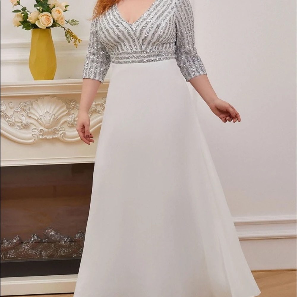 Sequin Bodice White Gown